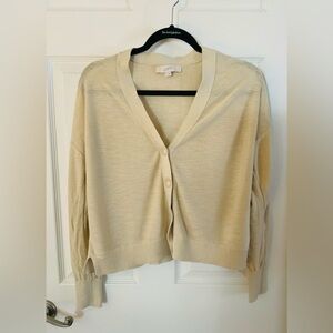 LOFT Women's Cream Cardigan Sweater Small